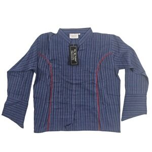 Far Out Fashion Blue Striped Tunic Shirt Boho Hippie Long Sleeve Medium New